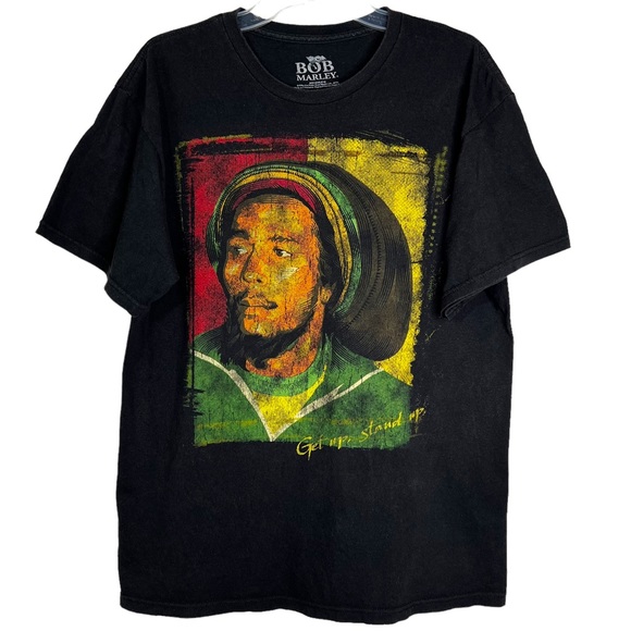 Bob Marley Get Up Stand Up SS Graphic T-Shirt Black Unisex Sz L - Picture 1 of 5